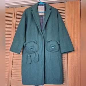 Green Teddy Bear Pocket Jacket  From Japan ☆